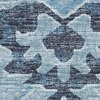 3' X 5' Blue And Olive Green Floral Medallion Washable Area Rug With UV Protection