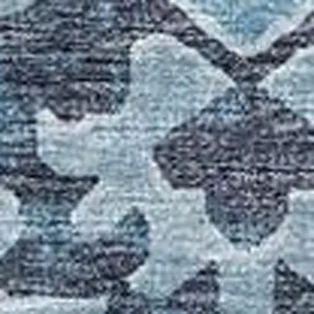 5' X 8' Blue And Olive Green Floral Medallion Washable Area Rug With UV Protection