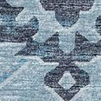 10' X 14' Blue And Olive Green Floral Medallion Washable Area Rug With UV Protection