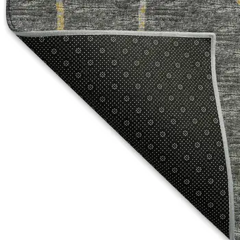 8' Gray Ivory And Gold Floral Medallion Washable Round Rug With UV Protection