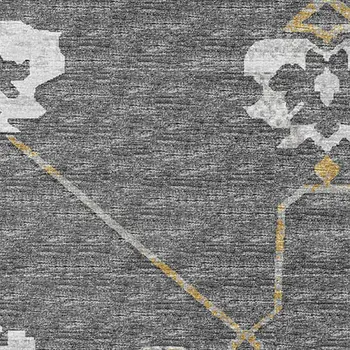 10' X 14' Gray Ivory And Gold Floral Medallion Washable Area Rug With UV Protection