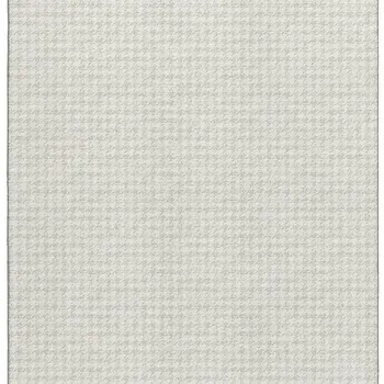5' X 8' Linen And Ivory Houndstooth Washable Area Rug With UV Protection