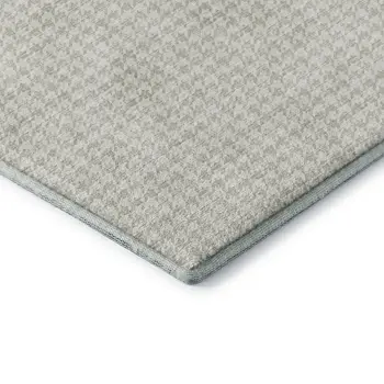 9' X 12' Linen And Ivory Houndstooth Washable Area Rug With UV Protection