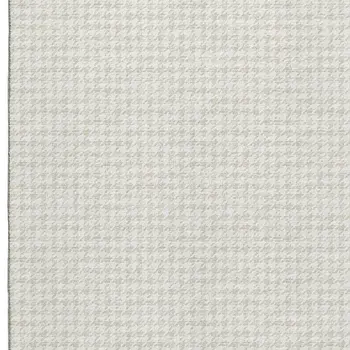 10' X 14' Linen And Ivory Houndstooth Washable Area Rug With UV Protection