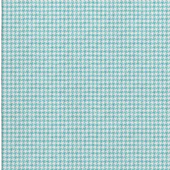 3' X 5' Aqua And White Houndstooth Washable Area Rug With UV Protection