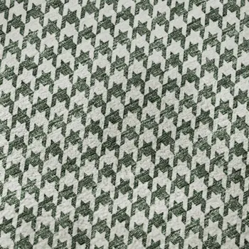 8' Green And White Houndstooth Washable Round Rug With UV Protection
