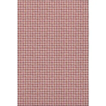 3' X 5' Red And White Houndstooth Washable Area Rug With UV Protection