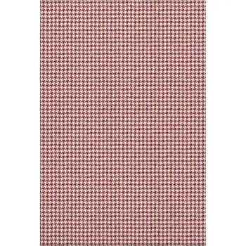3' X 5' Red And White Houndstooth Washable Area Rug With UV Protection