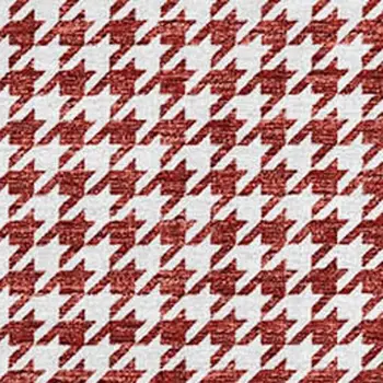 10' X 14' Red And White Houndstooth Washable Area Rug With UV Protection