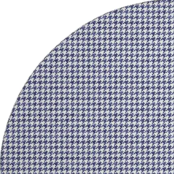 8' Navy Blue And White Houndstooth Washable Round Rug With UV Protection