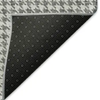 3' X 5' Gray And Ivory Houndstooth Washable Area Rug With UV Protection