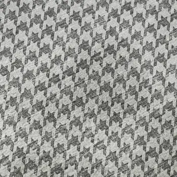 8' Gray And Ivory Houndstooth Washable Round Rug With UV Protection