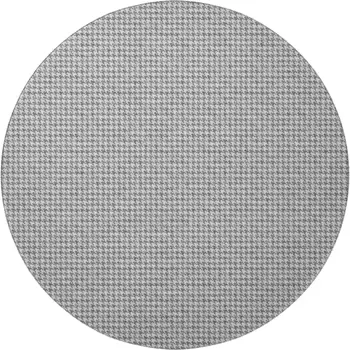 8' Gray And Ivory Houndstooth Washable Round Rug With UV Protection