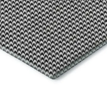3' X 5' Black And White Houndstooth Washable Area Rug With UV Protection