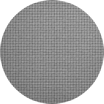 8' Black And White Houndstooth Washable Round Rug With UV Protection