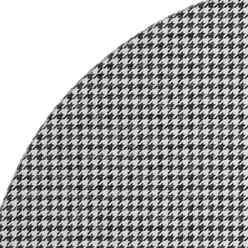 8' Black And White Houndstooth Washable Round Rug With UV Protection