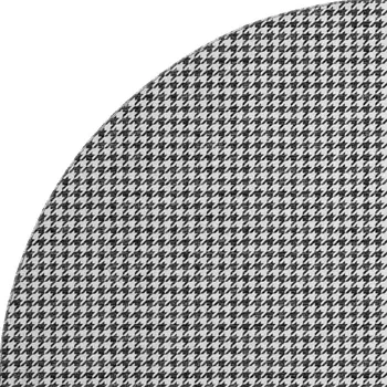 8' Black And White Houndstooth Washable Round Rug With UV Protection