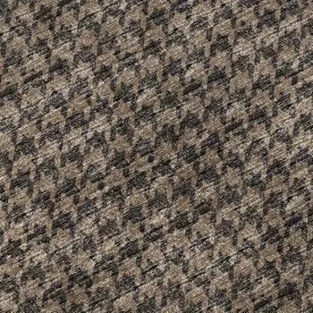 8' Chocolate And Coffee Houndstooth Washable Round Rug With UV Protection