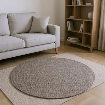 8' Chocolate And Coffee Houndstooth Washable Round Rug With UV Protection