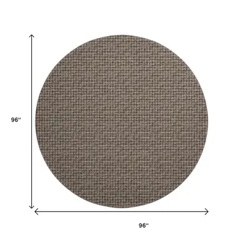 8' Chocolate And Coffee Houndstooth Washable Round Rug With UV Protection