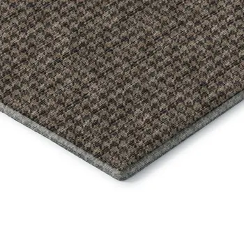 10' X 14' Chocolate And Coffee Houndstooth Washable Area Rug With UV Protection