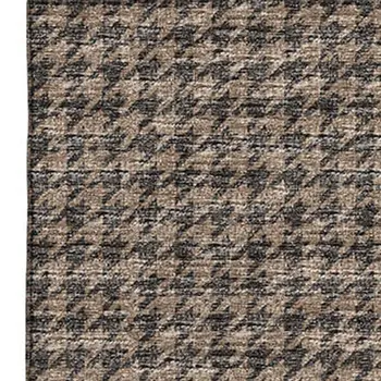 10' X 14' Chocolate And Coffee Houndstooth Washable Area Rug With UV Protection