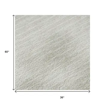 3' X 5' Linen And Ivory Striped Washable Area Rug With UV Protection