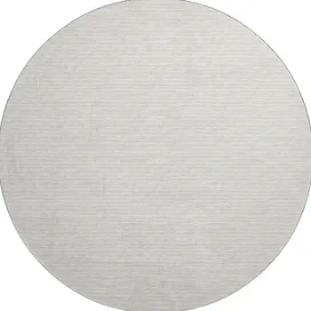 8' Linen And Ivory Striped Washable Round Rug With UV Protection