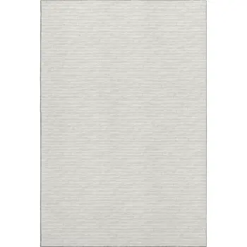 8' X 10' Linen And Ivory Striped Washable Area Rug With UV Protection