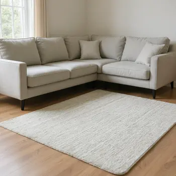 9' X 12' Linen And Ivory Striped Washable Area Rug With UV Protection