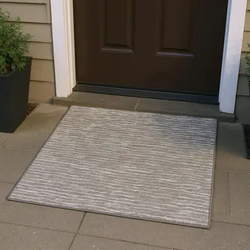 3' X 5' Taupe And Ivory Striped Washable Area Rug With UV Protection