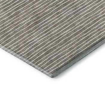 10' X 14' Taupe And Ivory Striped Washable Area Rug With UV Protection