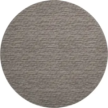 8' Chocolate And Ivory Striped Washable Round Rug With UV Protection
