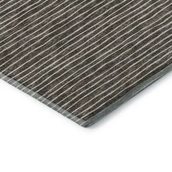 9' X 12' Chocolate And Ivory Striped Washable Area Rug With UV Protection
