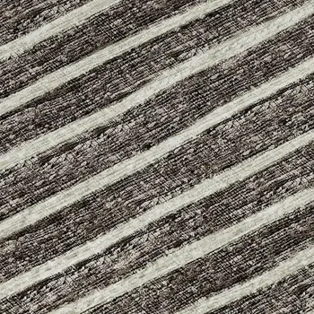 9' X 12' Chocolate And Ivory Striped Washable Area Rug With UV Protection