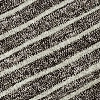 10' X 14' Chocolate And Ivory Striped Washable Area Rug With UV Protection
