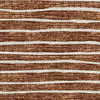 5' X 8' Rust And Ivory Striped Washable Area Rug With UV Protection