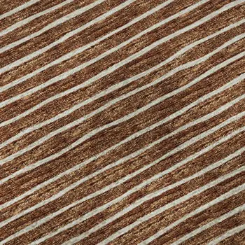 9' X 12' Rust And Ivory Striped Washable Area Rug With UV Protection