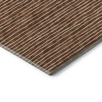 10' X 14' Rust And Ivory Striped Washable Area Rug With UV Protection
