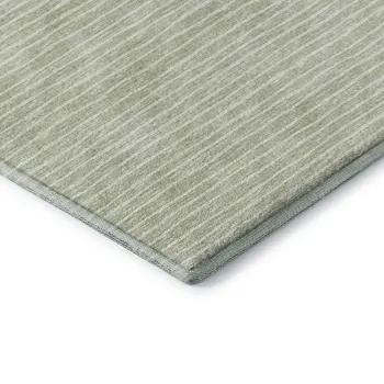 5' X 8' Light Gray And Ivory Striped Washable Area Rug With UV Protection