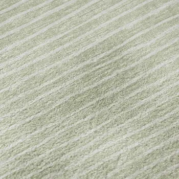 8' Light Gray And Ivory Striped Washable Round Rug With UV Protection