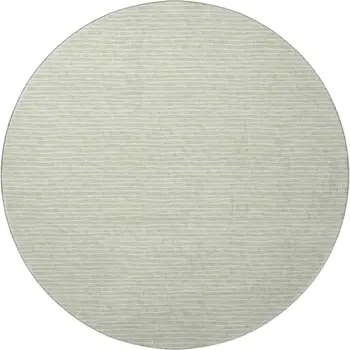 8' Light Gray And Ivory Striped Washable Round Rug With UV Protection