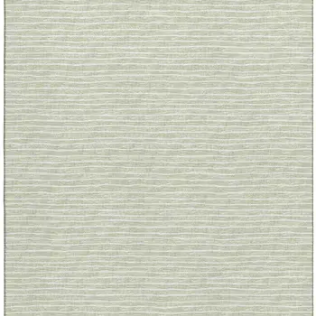 9' X 12' Light Gray And Ivory Striped Washable Area Rug With UV Protection