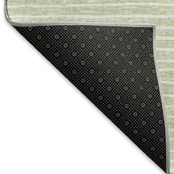 10' X 14' Light Gray And Ivory Striped Washable Area Rug With UV Protection