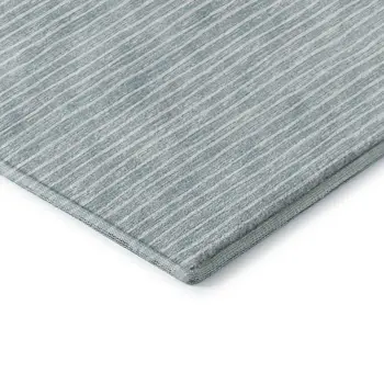 5' X 8' Sky Blue And Ivory Striped Washable Area Rug With UV Protection