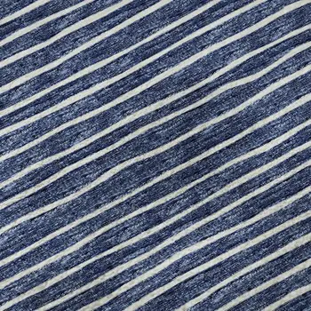 10' X 14' Navy Blue And Ivory Striped Washable Area Rug With UV Protection