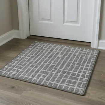 3' X 5' Gray And Ivory Striped Washable Area Rug With UV Protection