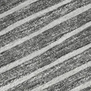 3' X 5' Gray And Ivory Striped Washable Area Rug With UV Protection
