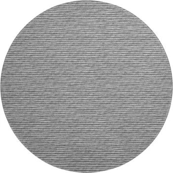 8' Gray And Ivory Striped Washable Round Rug With UV Protection
