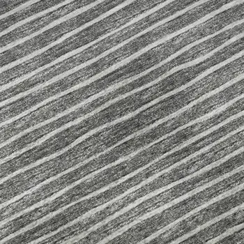 8' Gray And Ivory Striped Washable Round Rug With UV Protection
